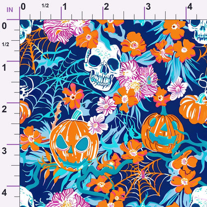 Neon Pumpkin Blooms Pattern 6 Minky Fabric