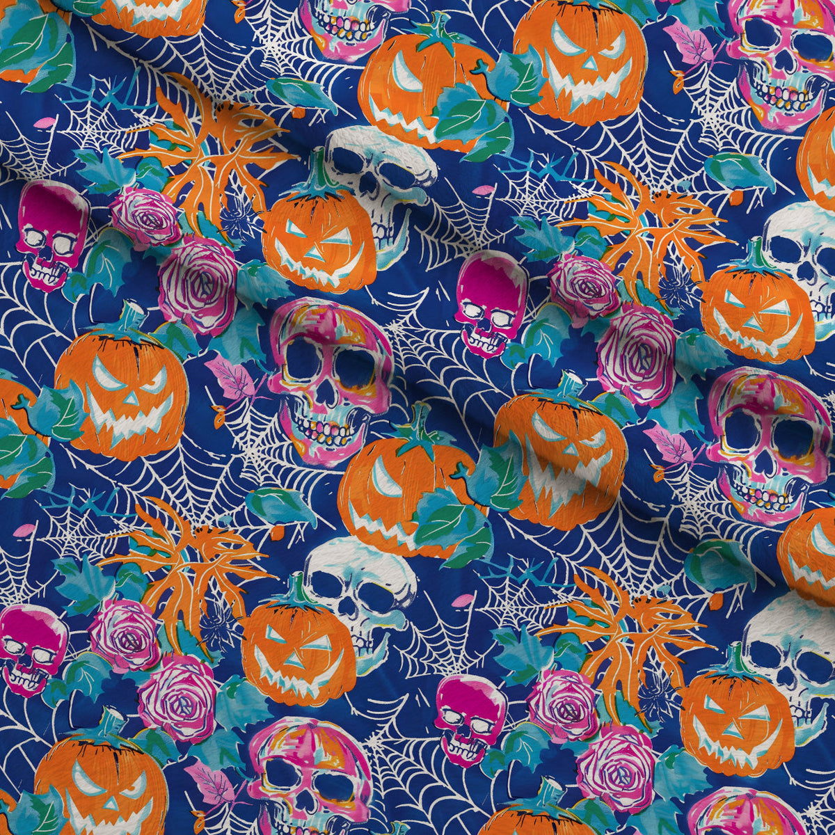 Neon Pumpkin Blooms Pattern 7 Minky Fabric