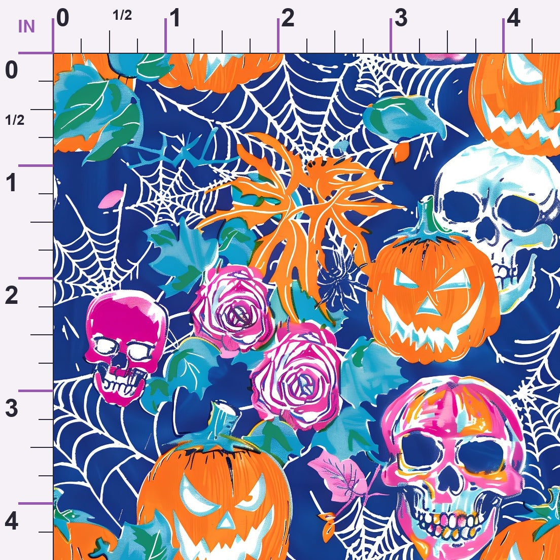 Neon Pumpkin Blooms Pattern 7 Minky Fabric