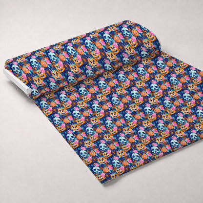 Neon Pumpkin Blooms Pattern 8 Minky Fabric
