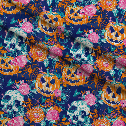 Neon Pumpkin Blooms Pattern 8 Minky Fabric