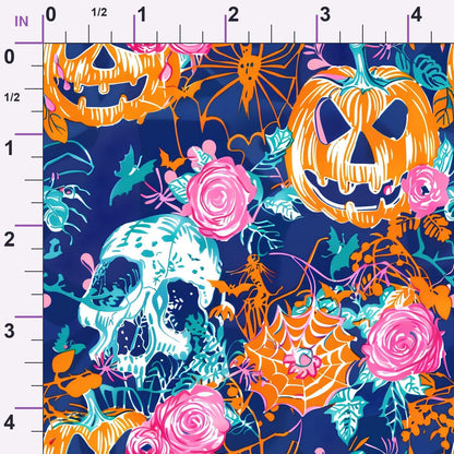 Neon Pumpkin Blooms Pattern 8 Minky Fabric