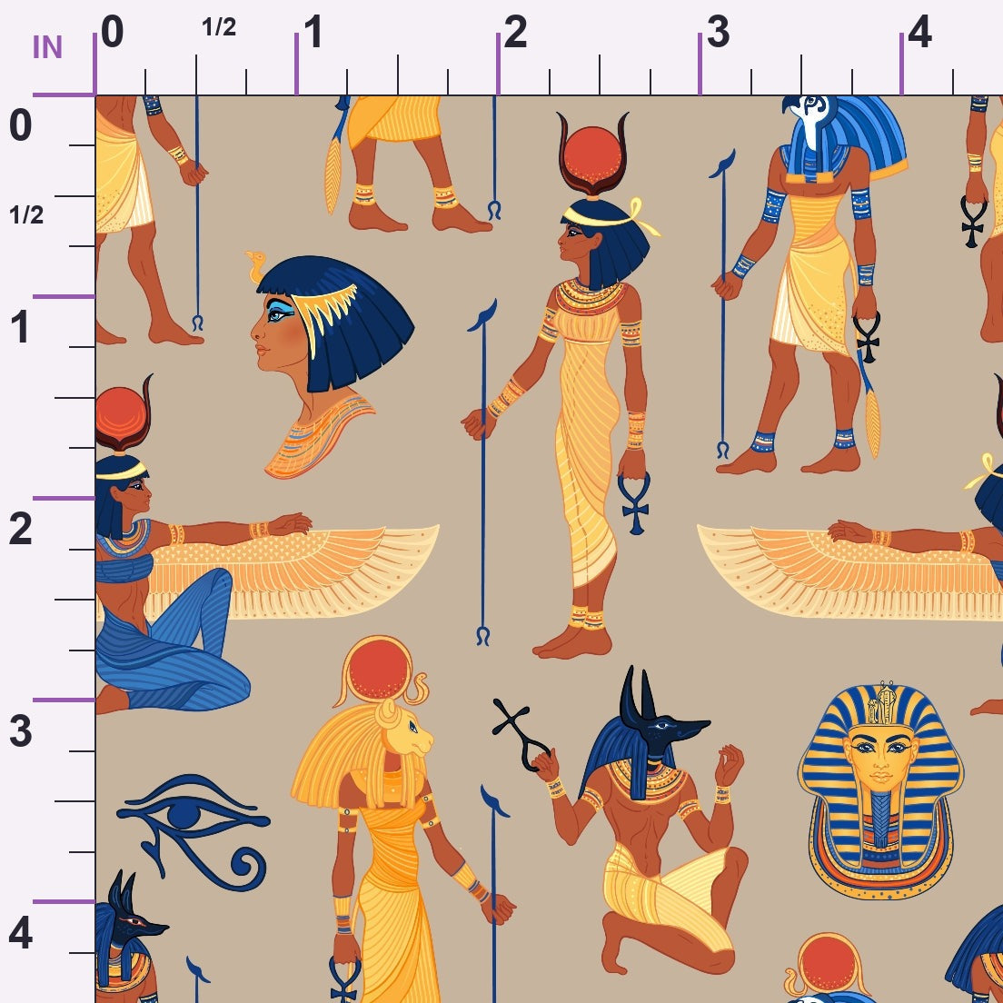 Nile Deities Pattern 8 Minky Fabric
