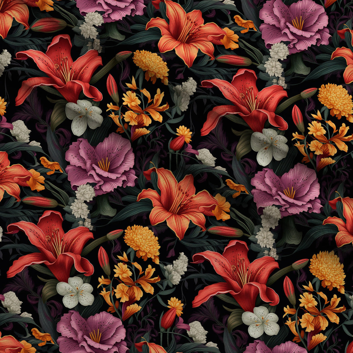 Nocturne Blooms Pattern 3 Minky Fabric