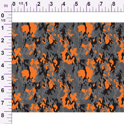 Orange and Gray Camouflage Minky Fabric