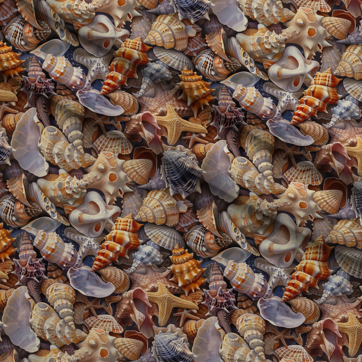 Packed Sea Shells Minky Fabric