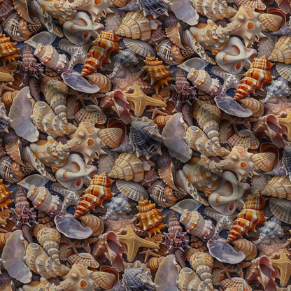 Packed Sea Shells Minky Fabric