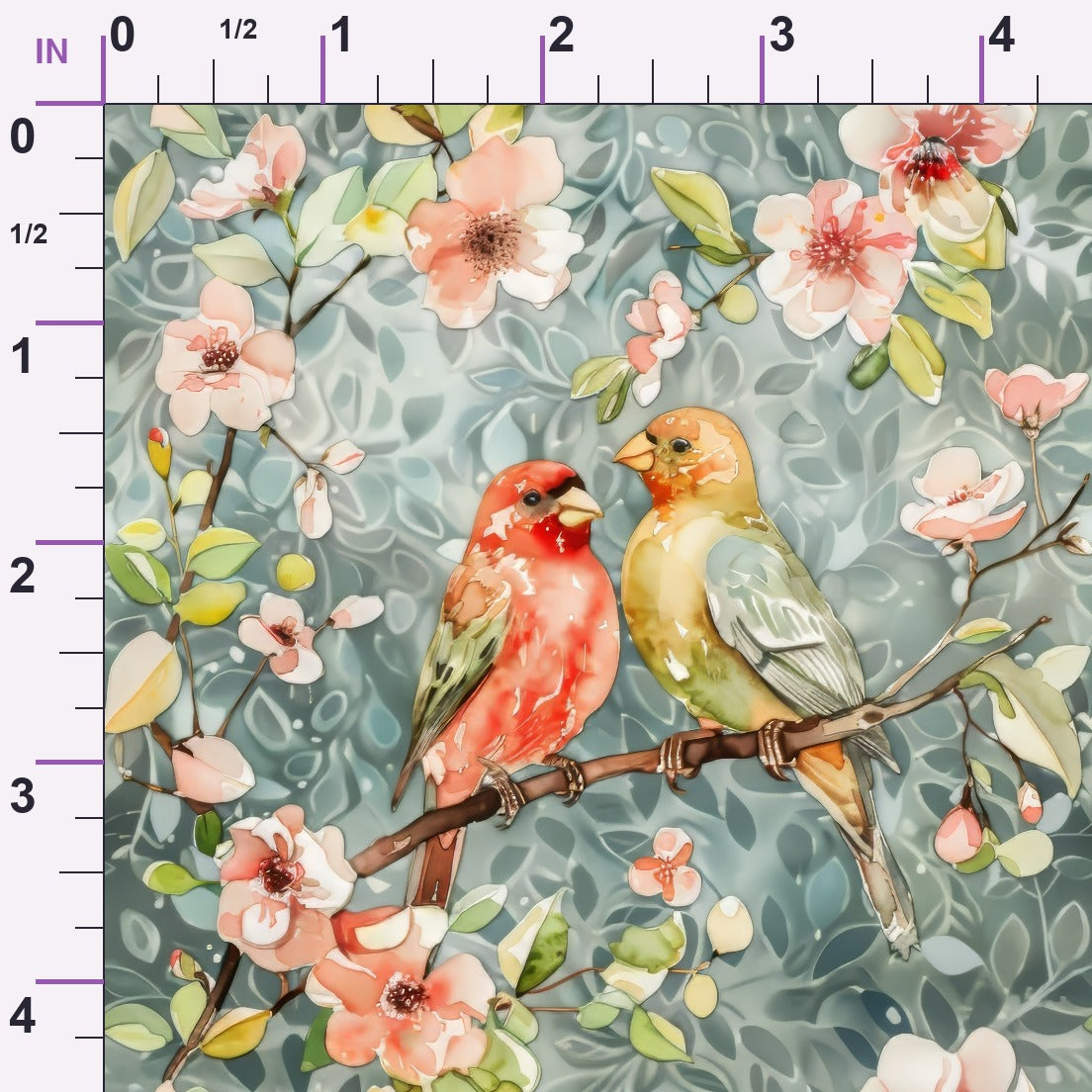 Painted Birds on a Branch Minky Fabric