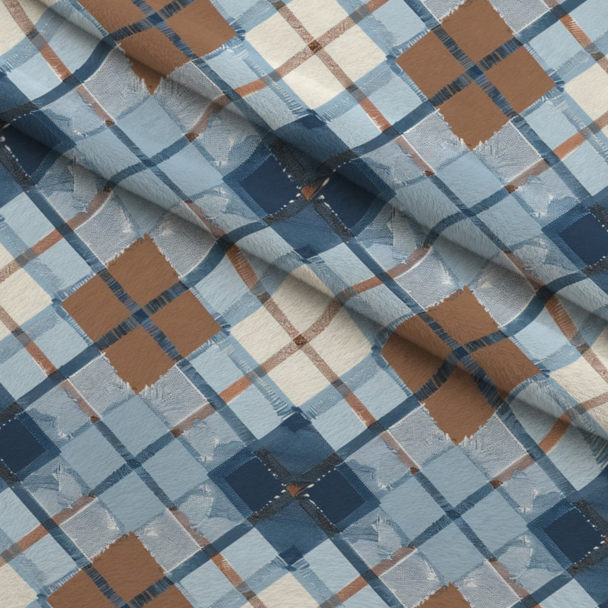 Painted Denim Plaid Pattern 9 Minky Fabric