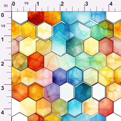 Painted Hexies Pattern 3 Minky Fabric