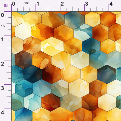 Painted Hexies Pattern 4 Minky Fabric