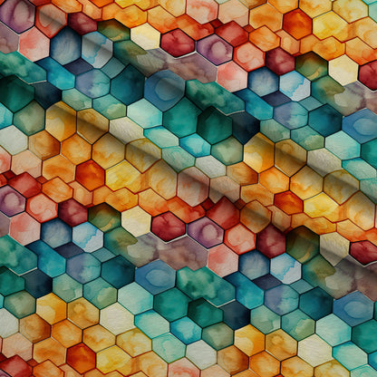 Painted Hexies Pattern 5 Minky Fabric