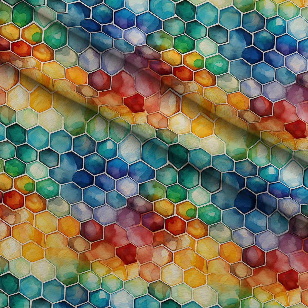 Painted Hexies Pattern 7 Minky Fabric