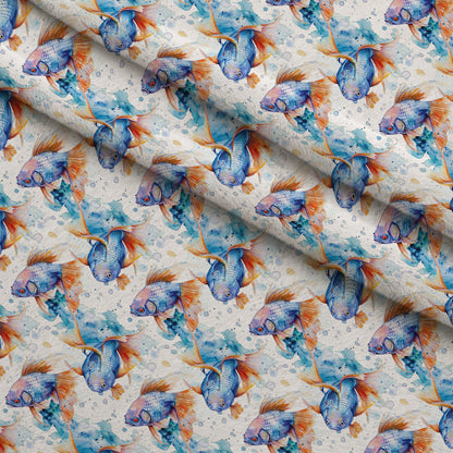 Painted Koi Pattern 10 Minky Fabric
