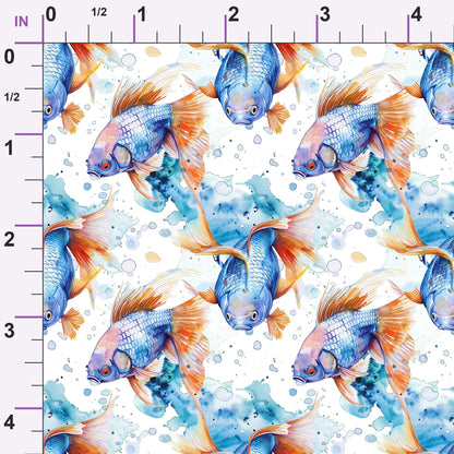Painted Koi Pattern 10 Minky Fabric