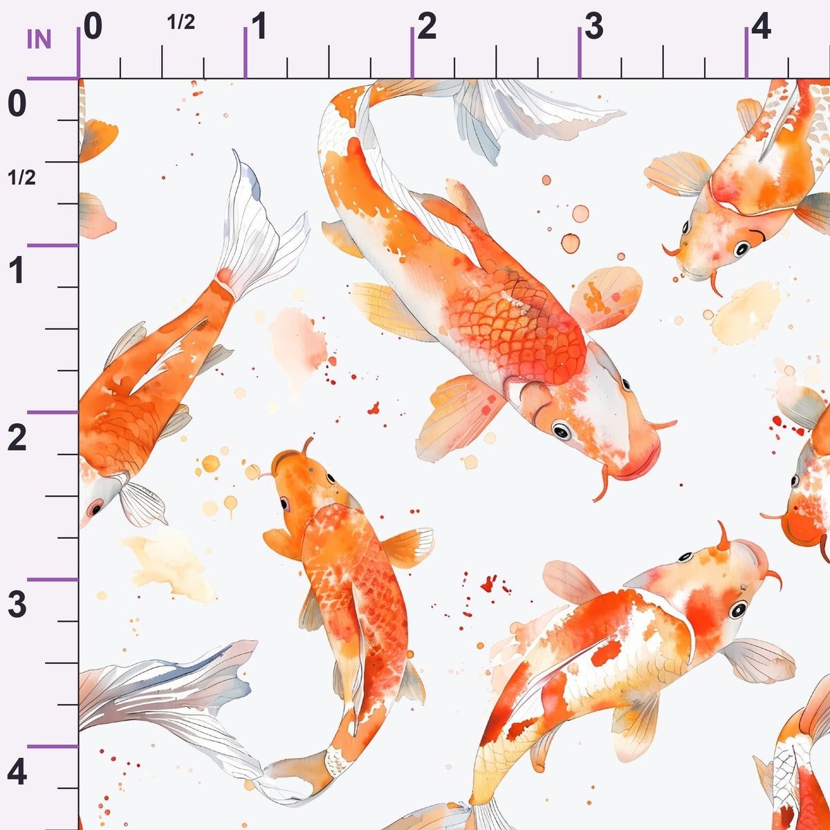 Painted Koi Pattern 11 Minky Fabric