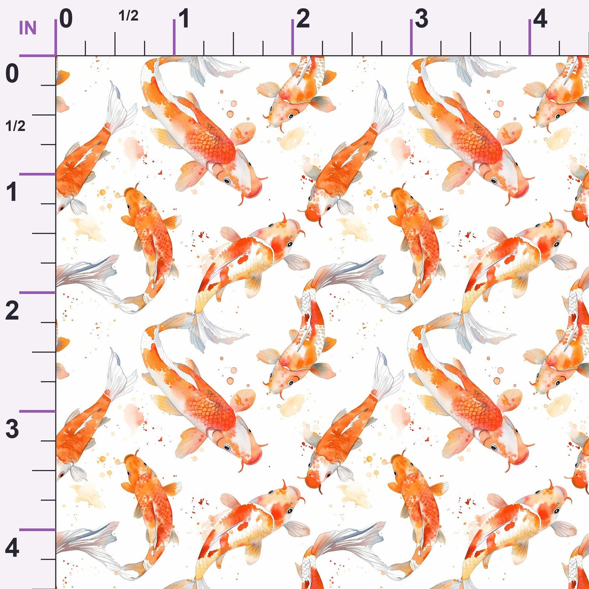 Painted Koi Pattern 12 Minky Fabric