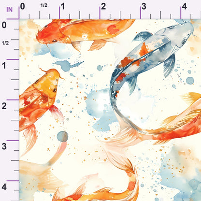 Painted Koi Pattern 13 Minky Fabric