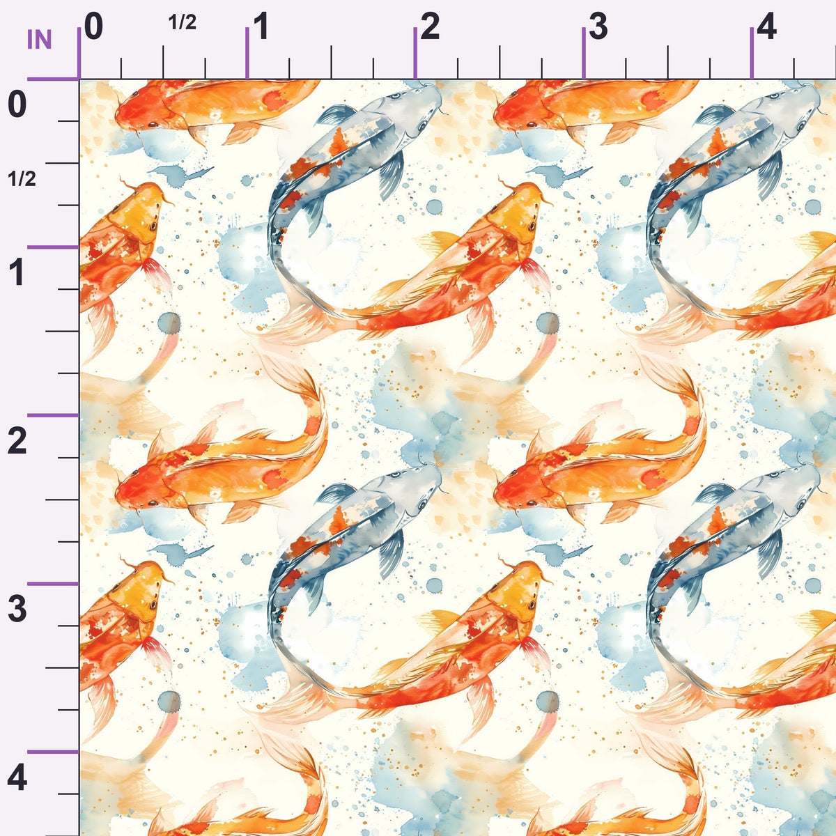 Painted Koi Pattern 14 Minky Fabric