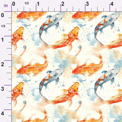 Painted Koi Pattern 14 Minky Fabric