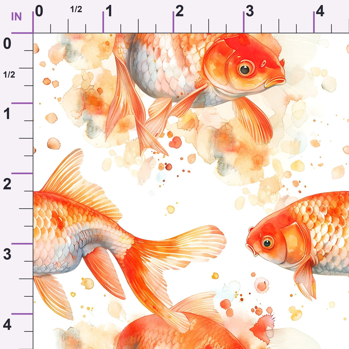 Painted Koi Pattern 15 Minky Fabric