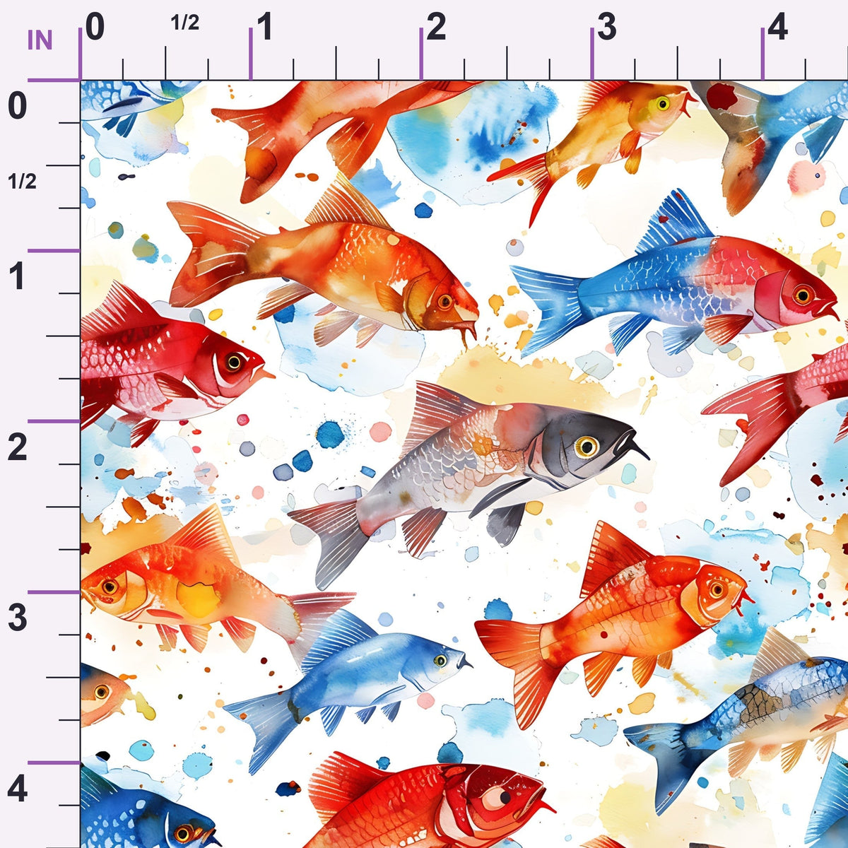 Painted Koi Pattern 17 Minky Fabric
