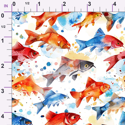 Painted Koi Pattern 17 Minky Fabric