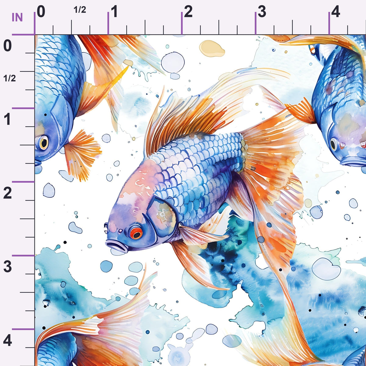 Painted Koi Pattern 2 Minky Fabric