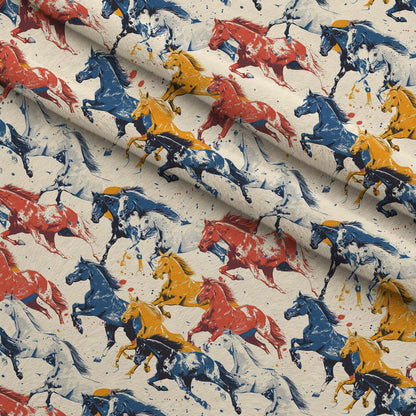 Painted Mustangs Pattern 1 Minky Fabric