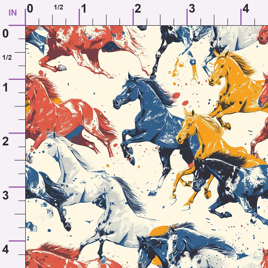 Painted Mustangs Pattern 1 Minky Fabric