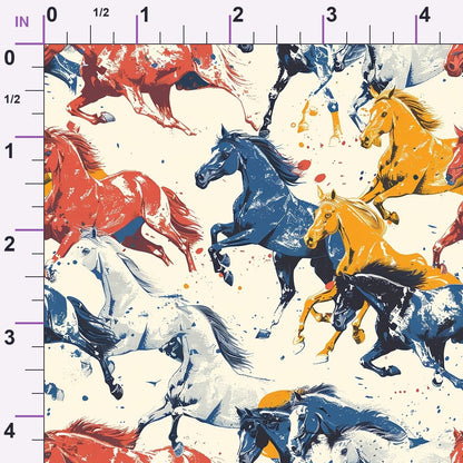 Painted Mustangs Pattern 1 Minky Fabric