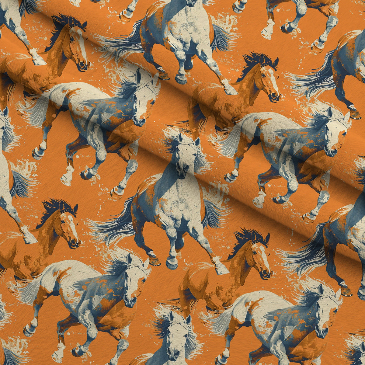 Painted Mustangs Pattern 2 Minky Fabric