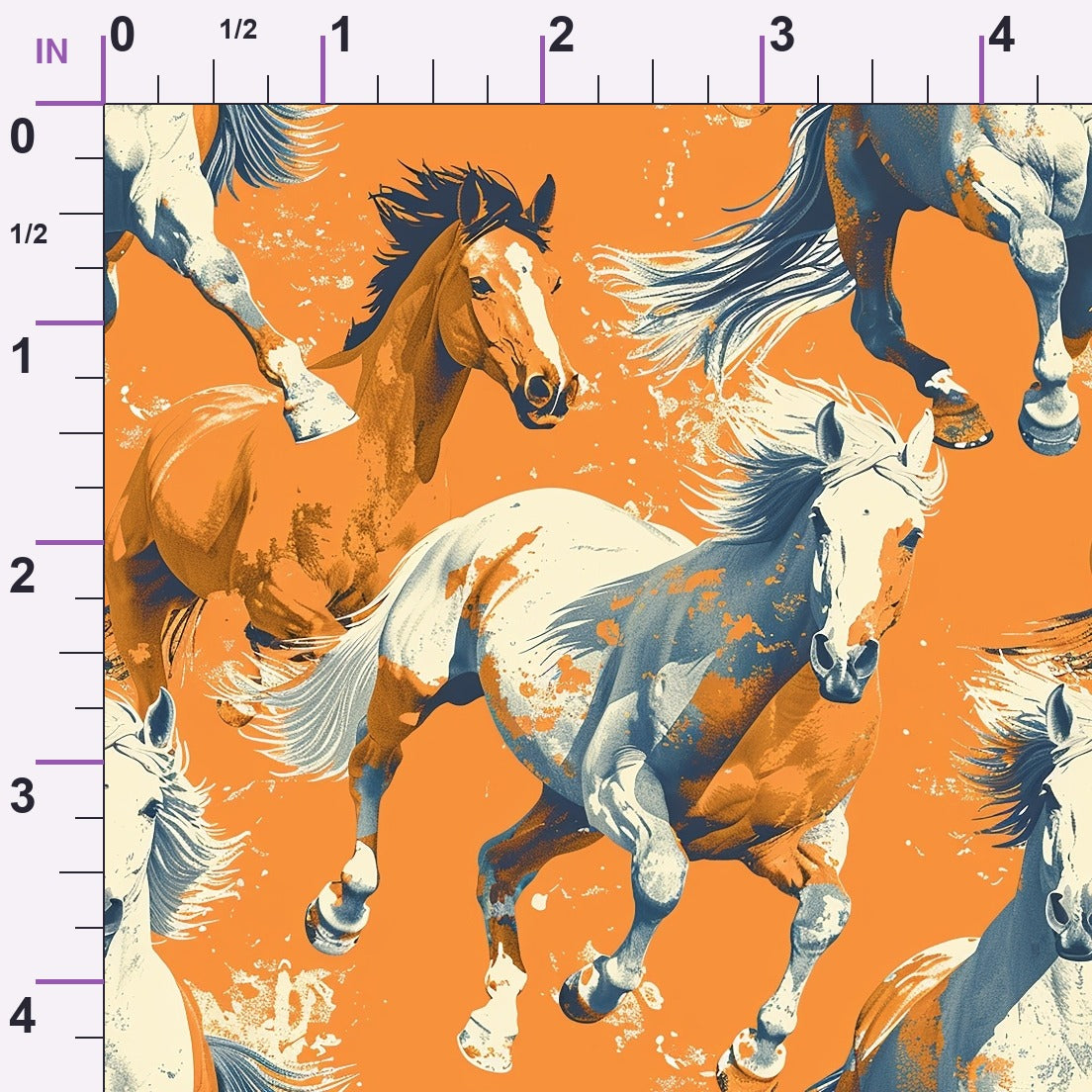 Painted Mustangs Pattern 2 Minky Fabric