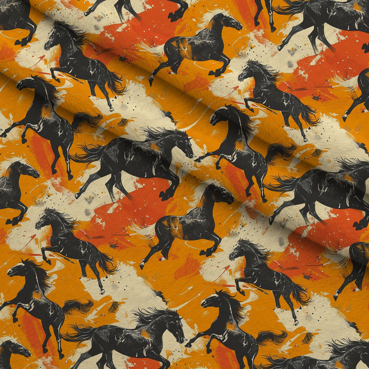 Painted Mustangs Pattern 3 Minky Fabric