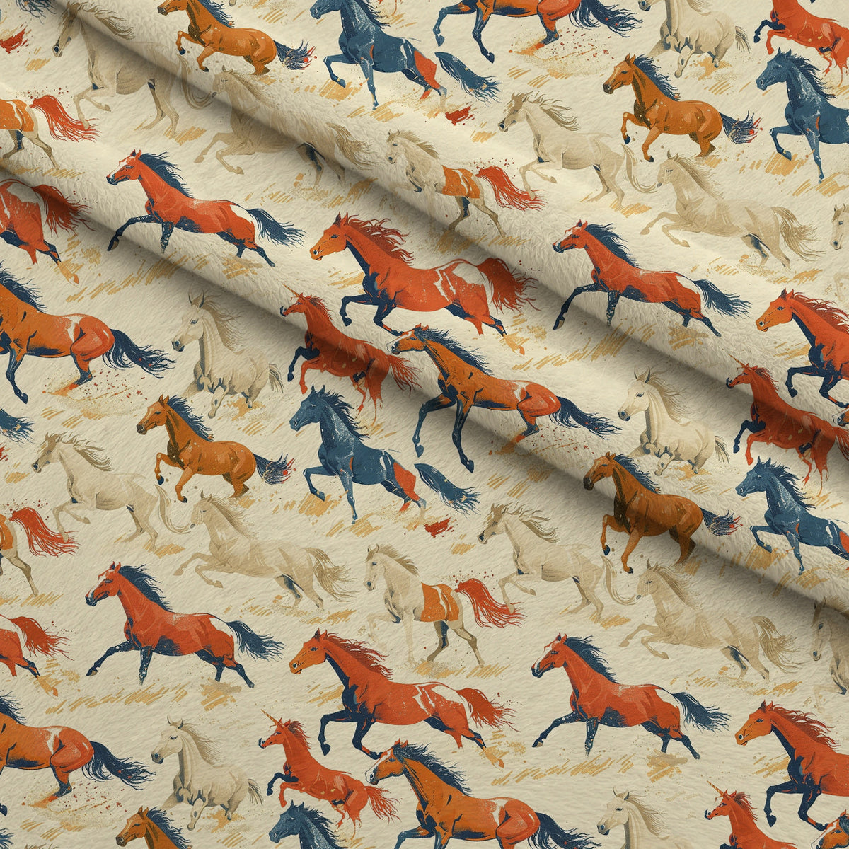 Painted Mustangs Pattern 4 Minky Fabric