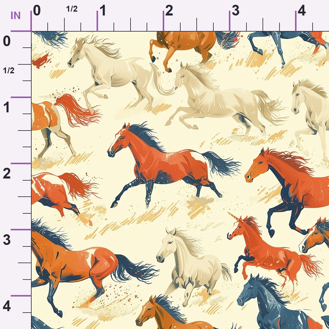 Painted Mustangs Pattern 4 Minky Fabric