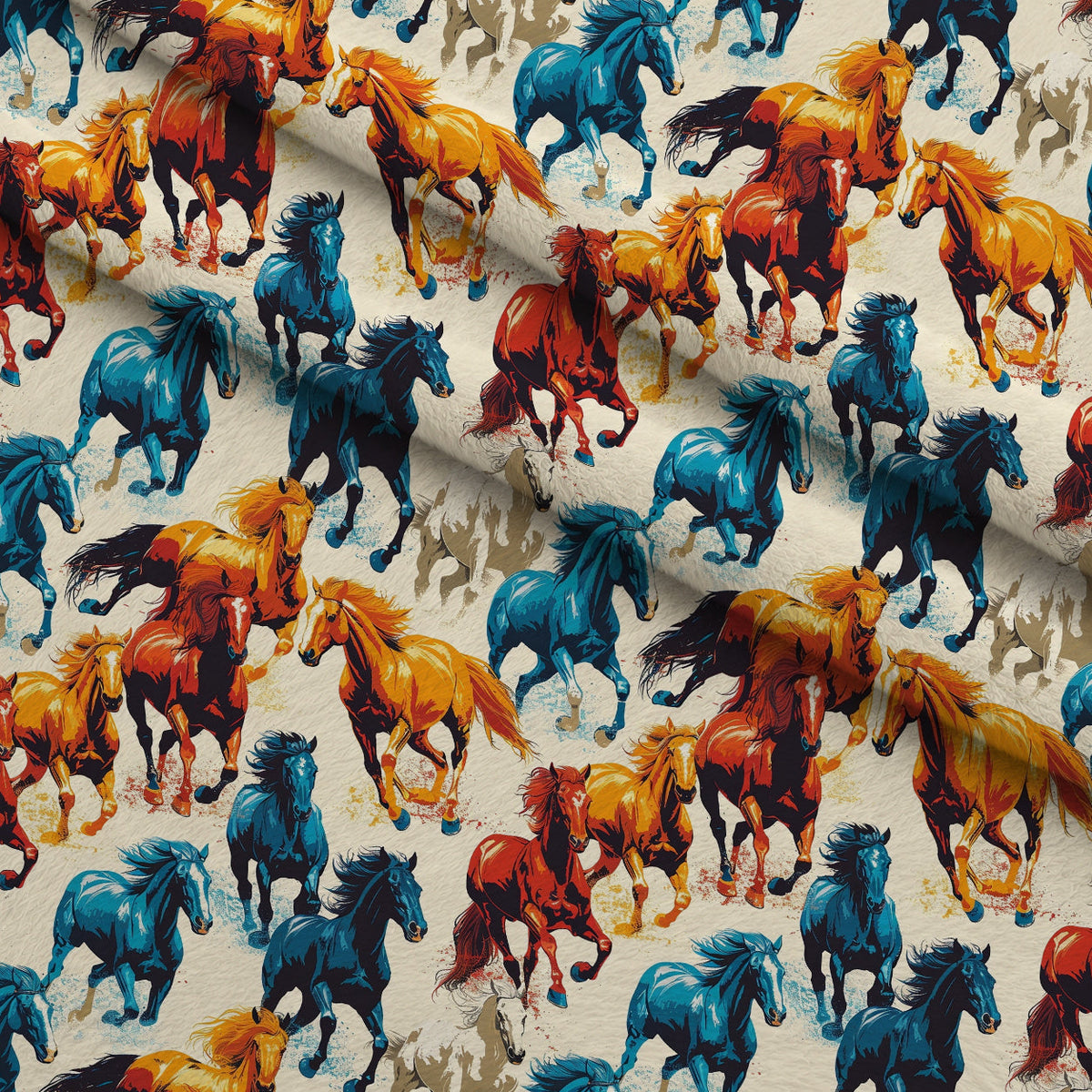 Painted Mustangs Pattern 5 Minky Fabric