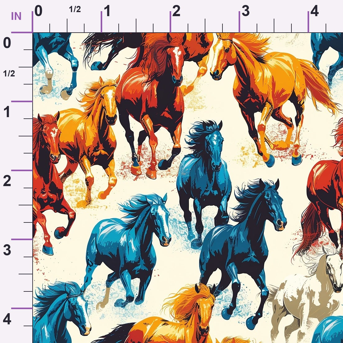 Painted Mustangs Pattern 5 Minky Fabric