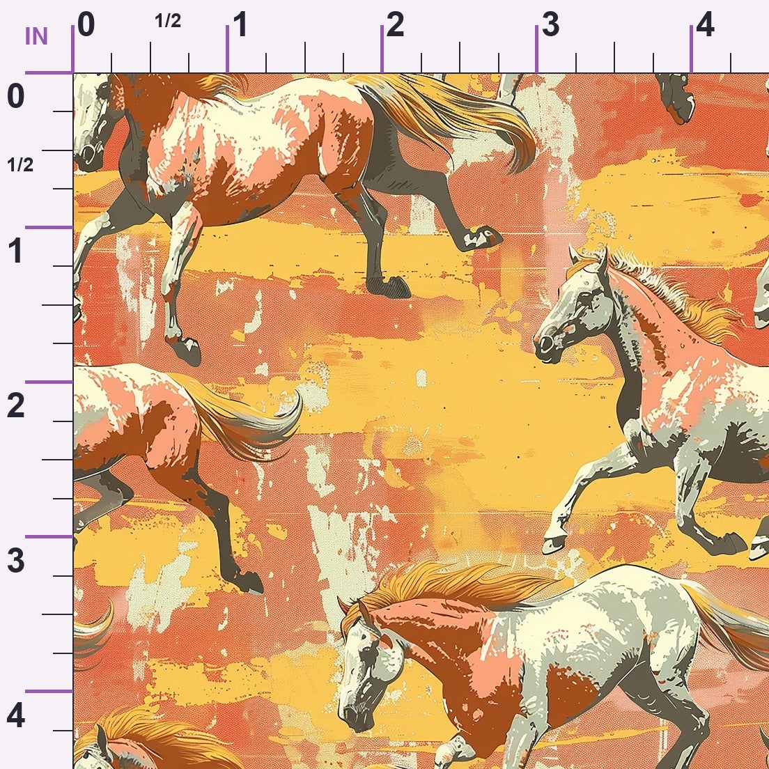 Painted Mustangs Pattern 6 Minky Fabric
