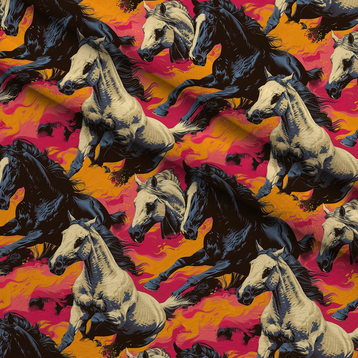 Painted Mustangs Pattern 7 Minky Fabric