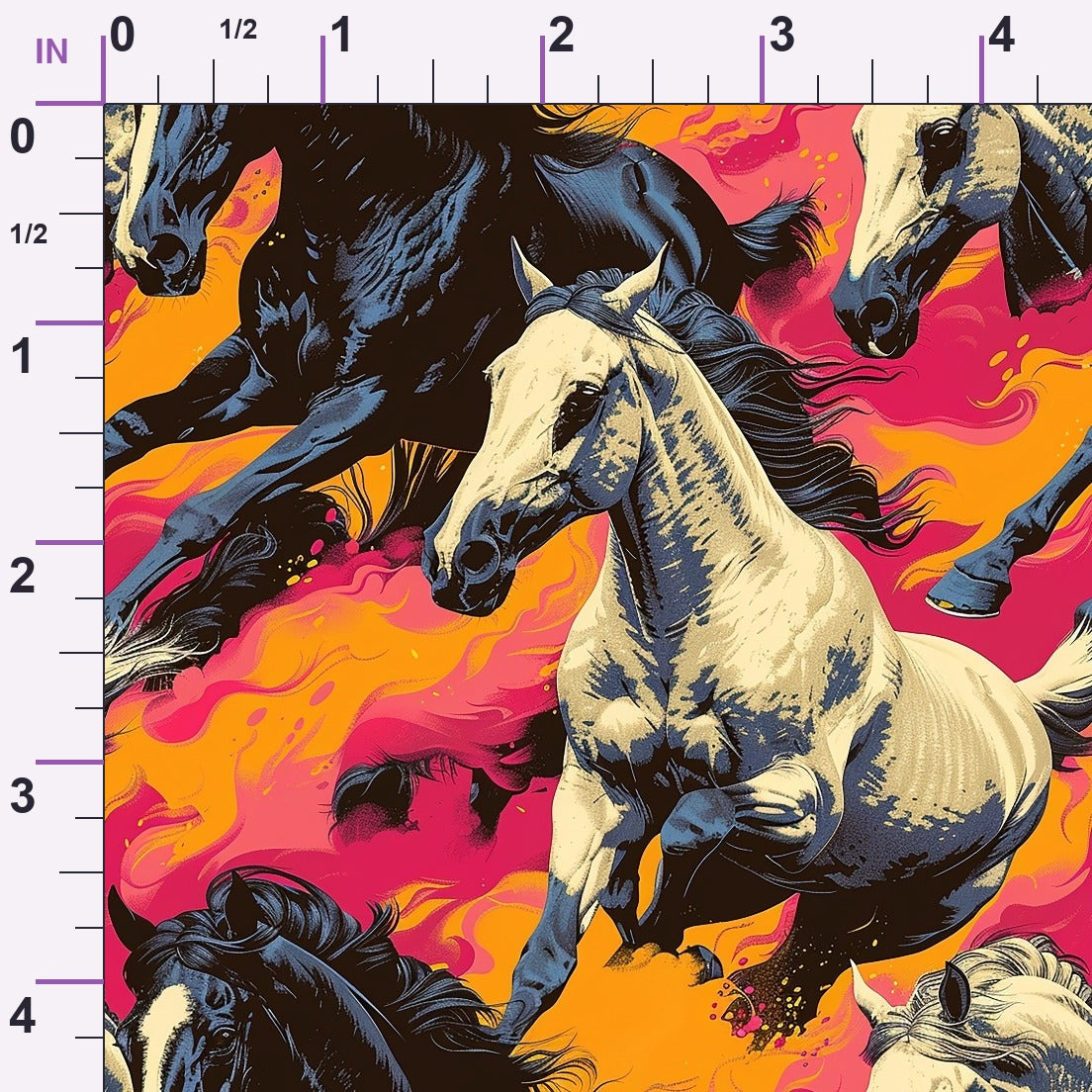 Painted Mustangs Pattern 7 Minky Fabric