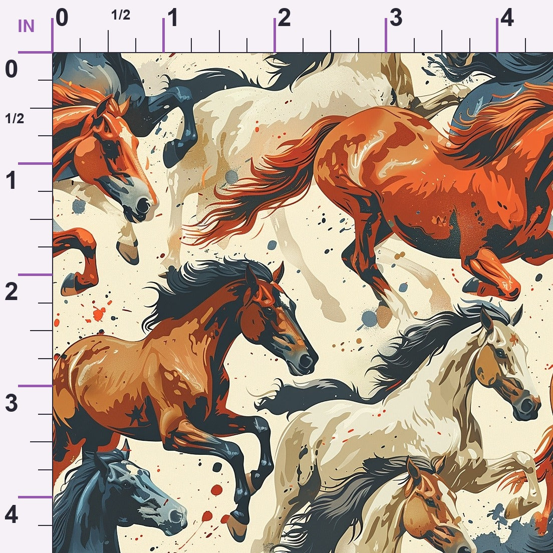 Painted Mustangs Pattern 8 Minky Fabric