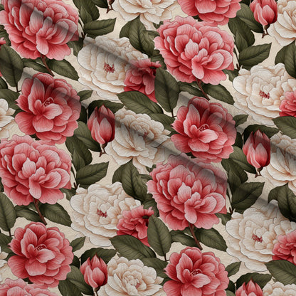 Painted Peonies Pattern 1 Minky Fabric