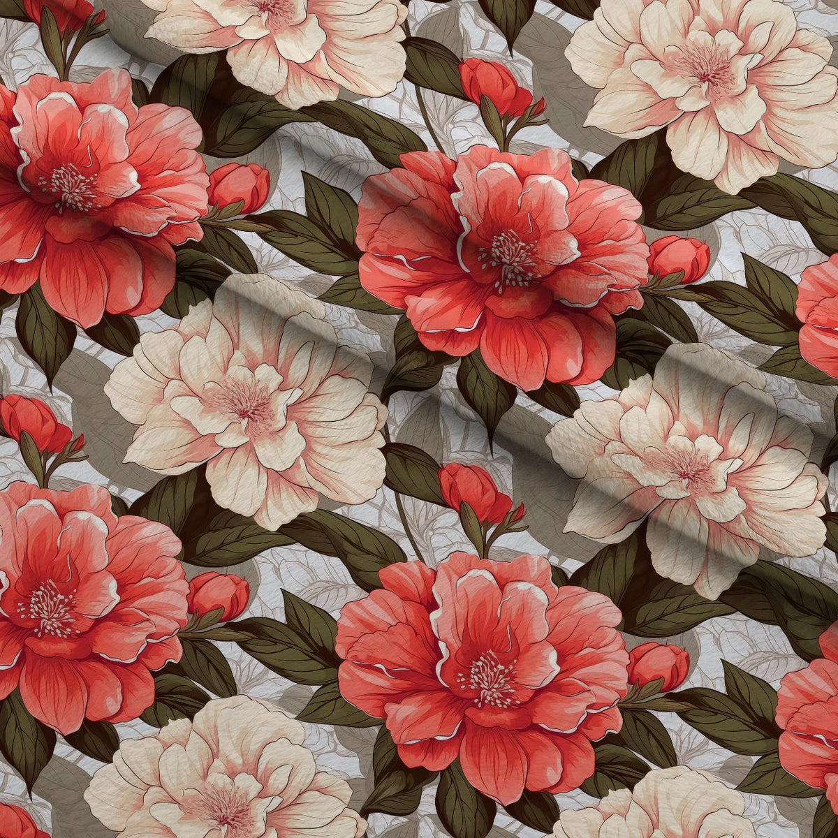 Painted Peonies Pattern 12 Minky Fabric