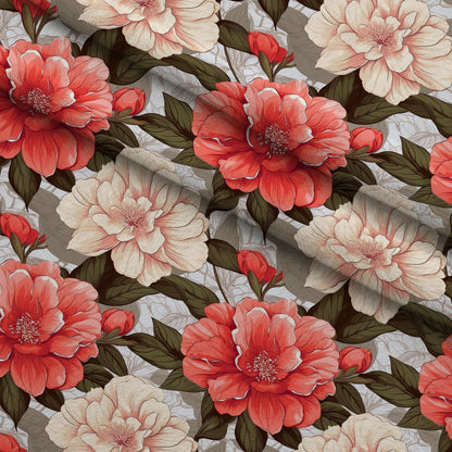 Painted Peonies Pattern 12 Minky Fabric