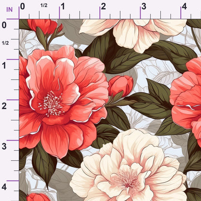 Painted Peonies Pattern 12 Minky Fabric