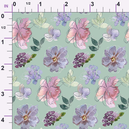 Painted Petal Garden Pattern 4 Minky Fabric