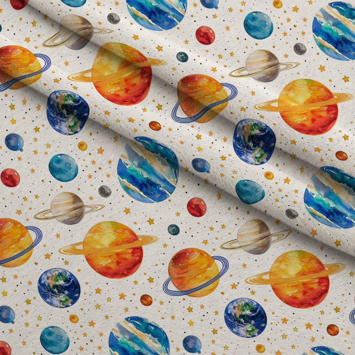 Painted Planets Pattern 2 Minky Fabric