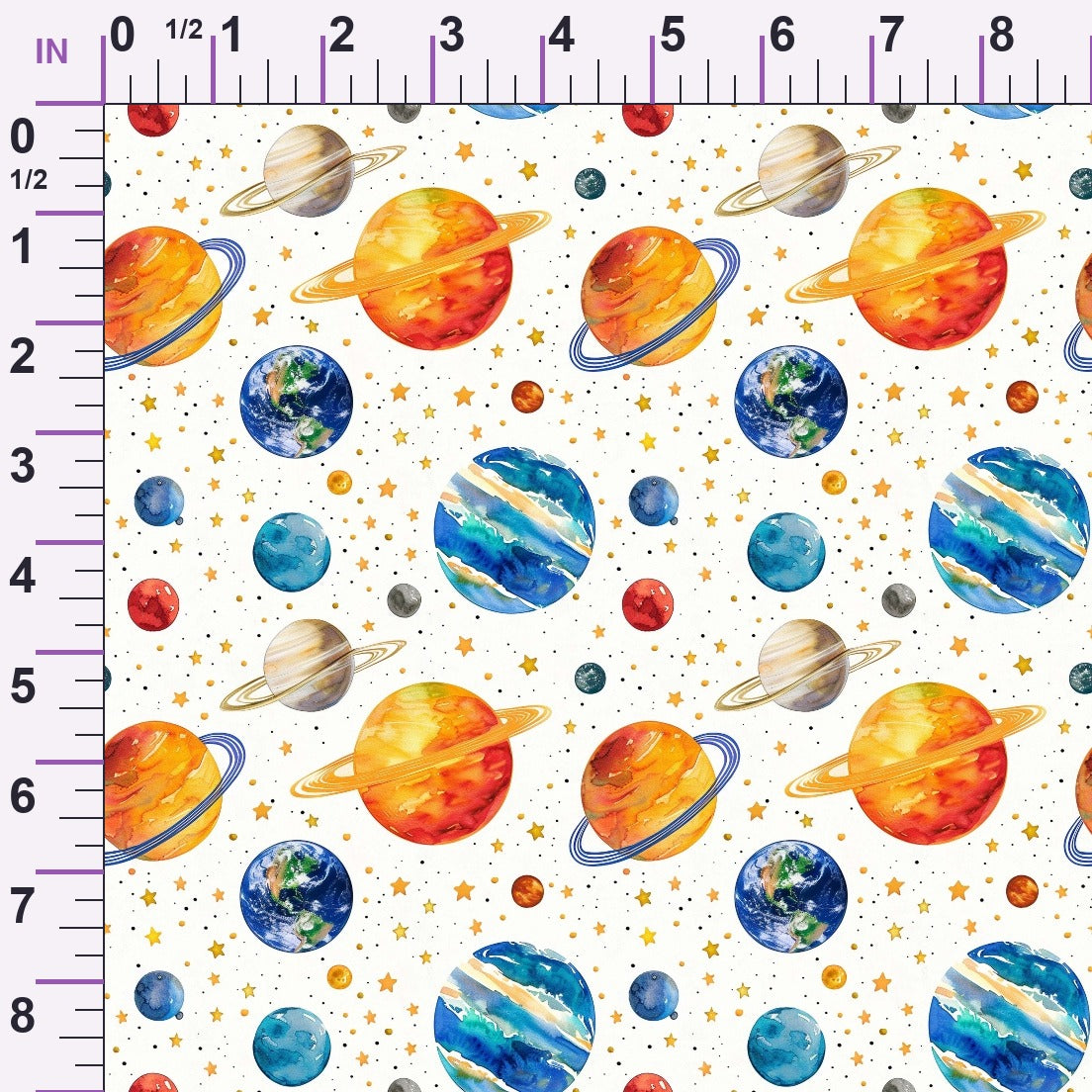 Painted Planets Pattern 2 Minky Fabric