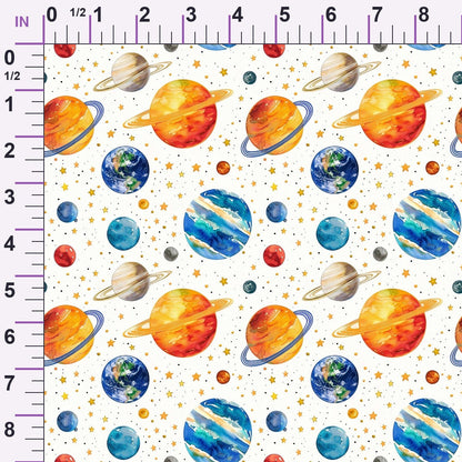 Painted Planets Pattern 2 Minky Fabric